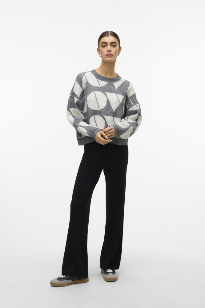 VMLOVE LS O-NECK PULLOVER BOO 10331432 MEDIUM GREY/BIRCH